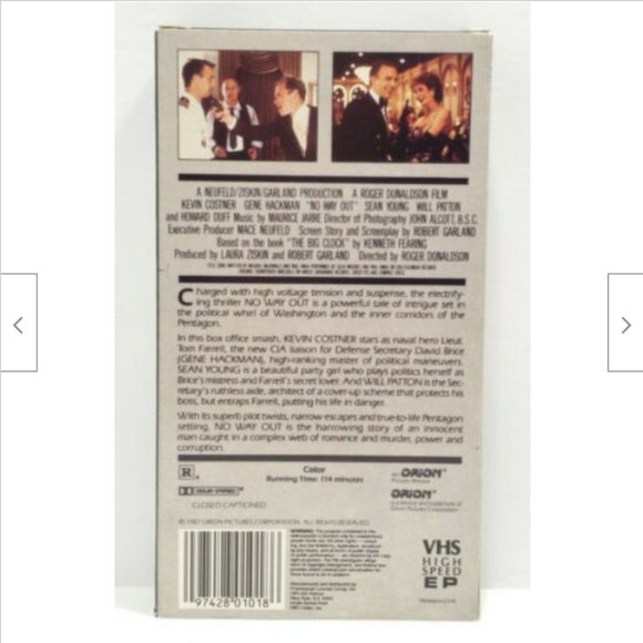 No Way Out (VHS, 1987) 4770E1M - Picture 4 of 9